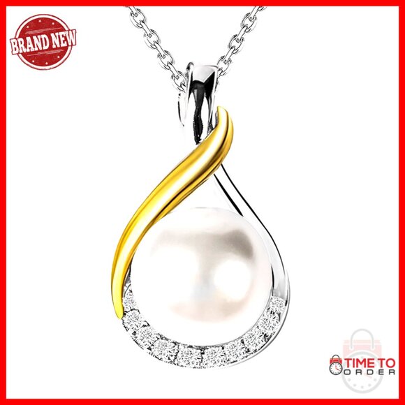 AAA+ Freshwater Pearl Necklace 18K Gold Plated Sterling Silver 18